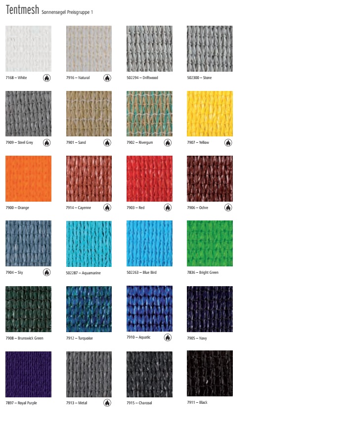 Tentmesh-Farbkarte